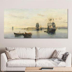 Canvas print Docked ships Volanakis panoramic Framed canvas View 1 2