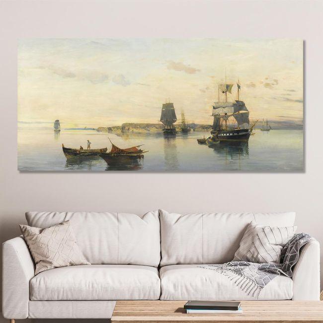 Canvas print Docked ships, Volanakis panoramic