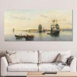 Canvas print Docked ships, Volanakis panoramic