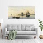 Canvas print Docked ships, Volanakis panoramic