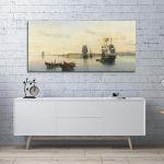 Canvas print Docked ships, Volanakis panoramic