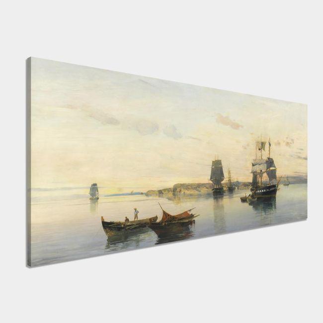 Canvas print Docked ships, Volanakis panoramic