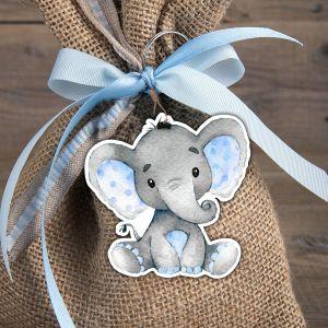 Wooden figure printedBaby elephant watercolor
