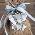 Wooden figure printedBaby elephant watercolor