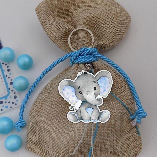 Wooden figure printedBaby elephant watercolor