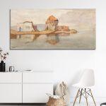 Canvas print Old mill with houses, Oikonomou, panoramic