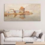 Canvas print Old mill with houses, Oikonomou, panoramic