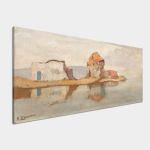 Canvas print Old mill with houses, Oikonomou, panoramic