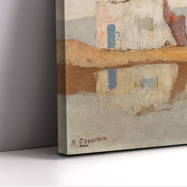 Canvas print Old mill with houses, Oikonomou, panoramic