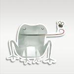 Wooden figure printed Elegant frog