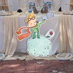 Wooden printed figures little prince wirh telescope