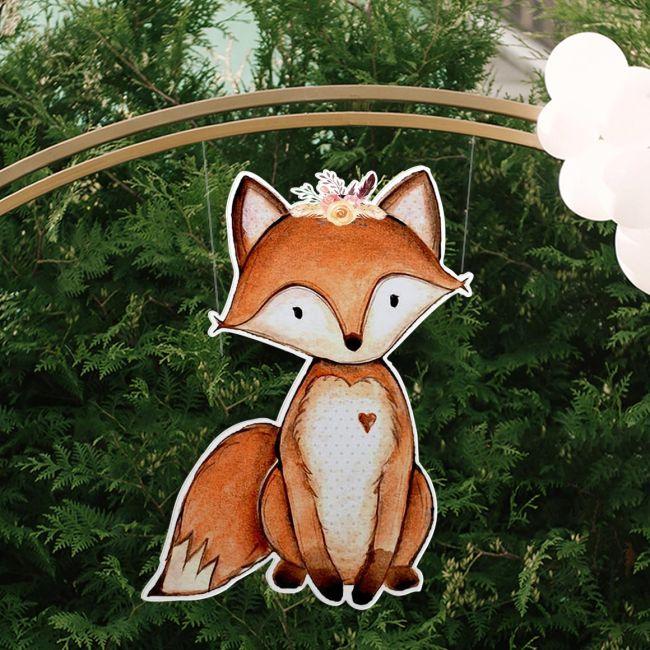 Wooden figure printed watercolor fox