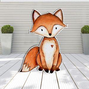Wooden figure printed watercolor fox