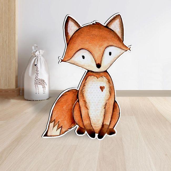 Wooden figure printed watercolor fox