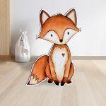 Wooden figure printed watercolor fox