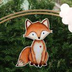 Wooden figure printed watercolor fox