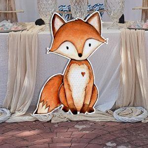 Wooden figure printed watercolor fox 2