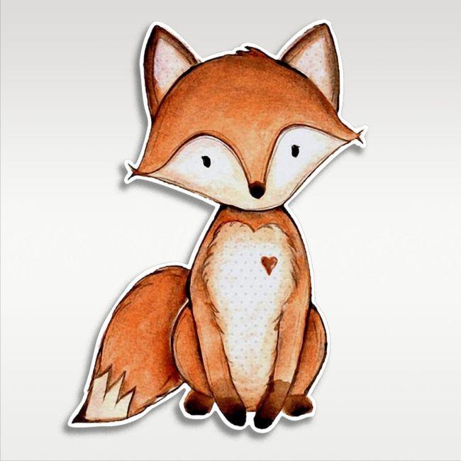 Wooden figure printed watercolor fox