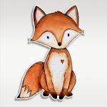 Wooden figure printed watercolor fox