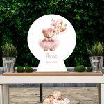 Wooden printed sign, Cute bear golden balloons