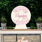 Wooden printed sign, Flowers butterflies pink