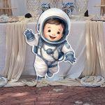 Wooden printed figure, cute astronaut
