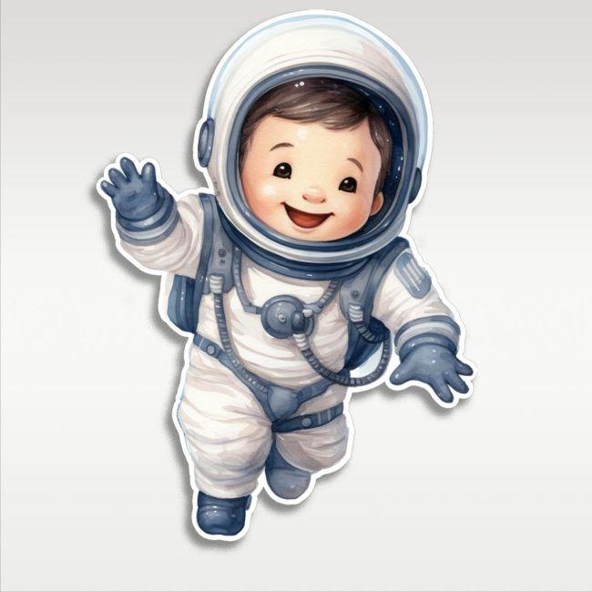 Wooden printed figure, cute astronaut