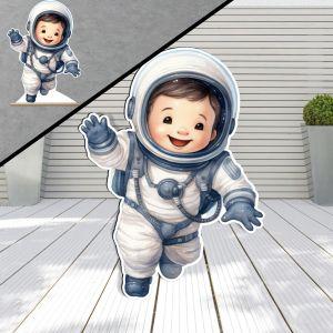 Wooden printed figure, cute astronaut