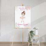 Canvas print welcome to my baptism, ballerina pink dress