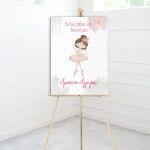 Canvas print welcome to my baptism, ballerina pink dress