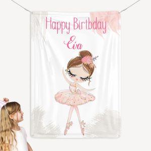 Textile BannerBallerina princess, pink dress
