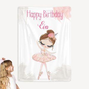 Textile Banner  Ballerina princess, pink dress Textile Banner frameless 2