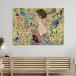 Canvas print Lady with a fan, horizontal, Klimt Gustav