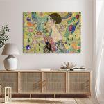 Canvas print Lady with a fan, horizontal, Klimt Gustav
