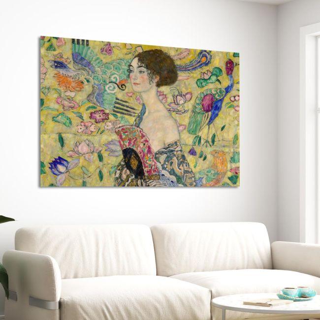 Canvas print Lady with a fan, horizontal, Klimt Gustav