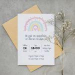Baptism invitation, Rainbow Girly art 1