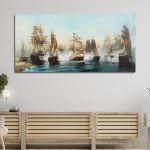Canvas print Docked ships, Volanakis panoramic