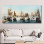 Canvas print Docked ships, Volanakis panoramic