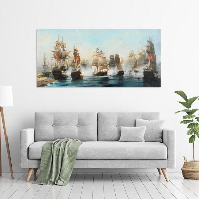 Canvas print Docked ships, Volanakis panoramic
