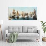 Canvas print Docked ships, Volanakis panoramic