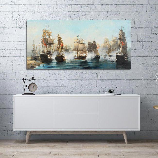 Canvas print Docked ships, Volanakis panoramic