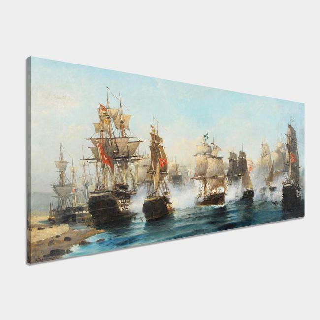Canvas print Docked ships, Volanakis panoramic