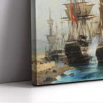 Canvas print Docked ships, Volanakis panoramic