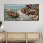 Canvas print Odysseus and Polyphemus, Arnold Böcklin, panoramic