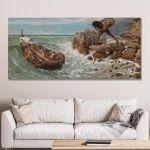 Canvas print Odysseus and Polyphemus, Arnold Böcklin, panoramic