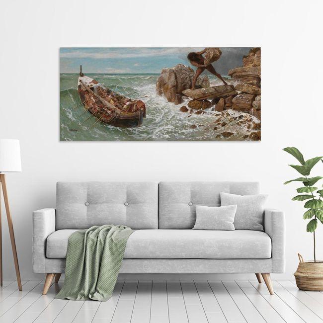 Canvas print Odysseus and Polyphemus, Arnold Böcklin, panoramic