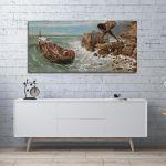 Canvas print Odysseus and Polyphemus, Arnold Böcklin, panoramic