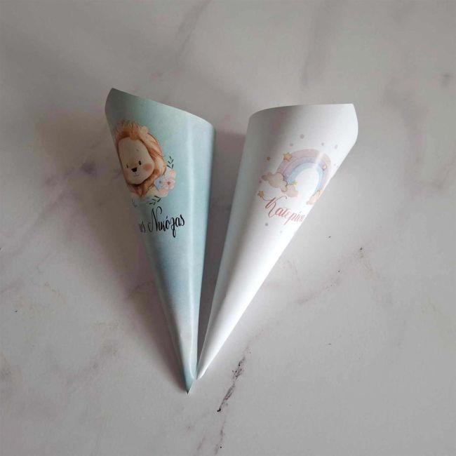 Paper candy cones personalized