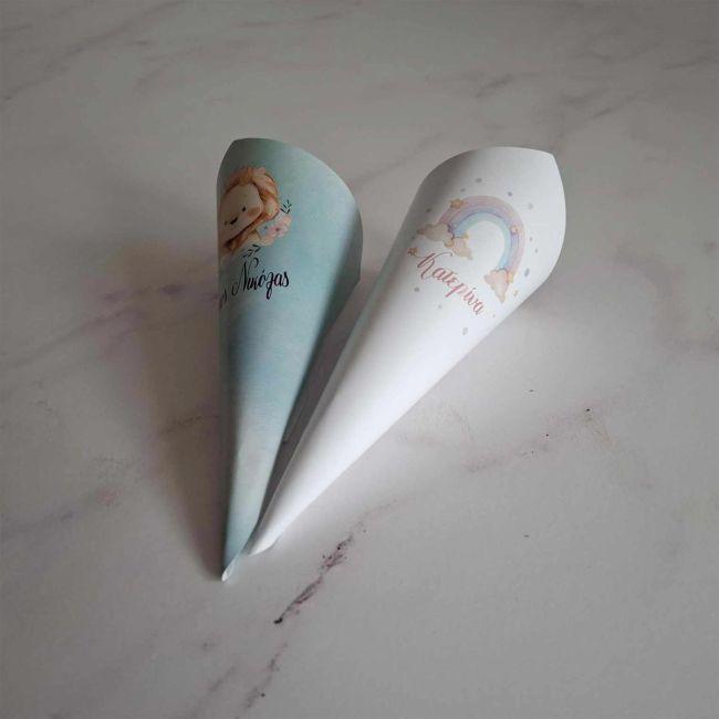 Paper candy cones personalized