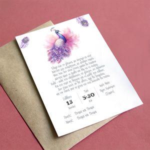 Baptism invitation, peacock